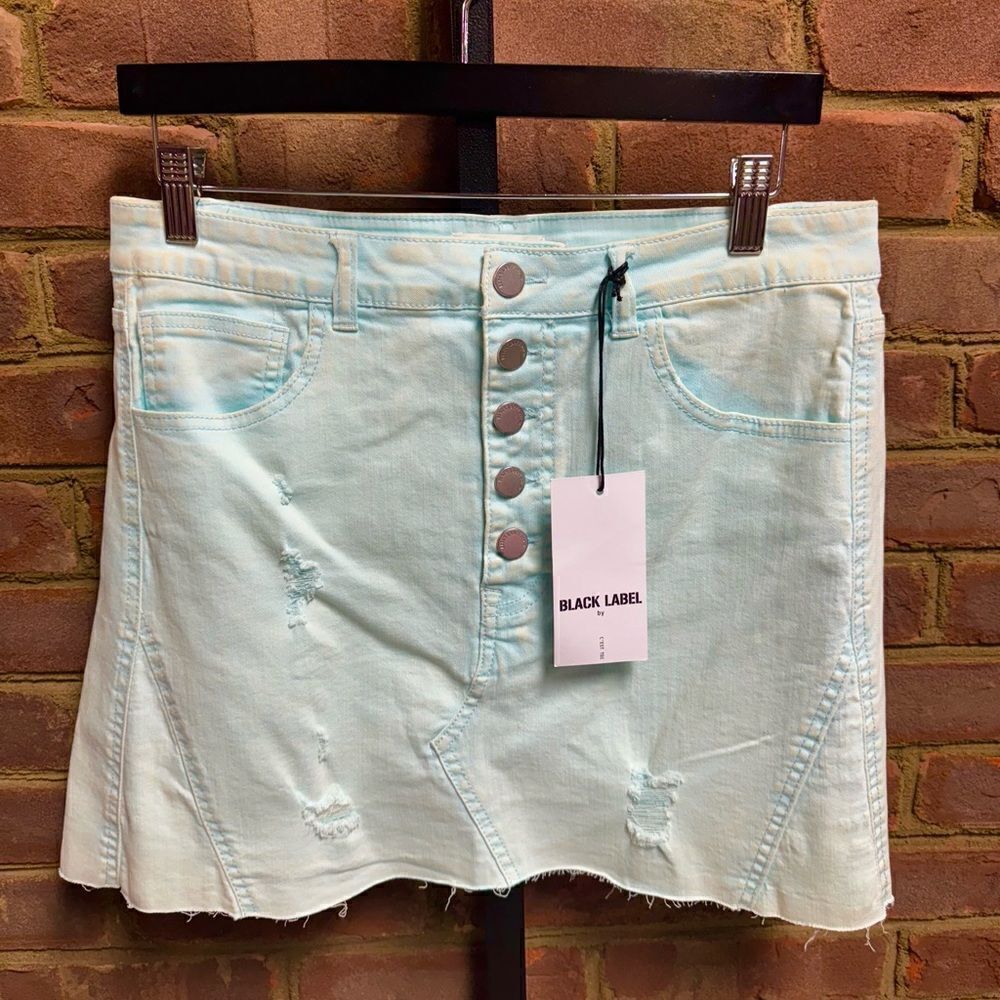 C’EST TOI Acid Blue Washed Distressed Mini Skirt Size Large NEW